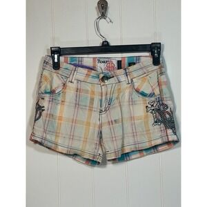 Roar Plaid Shorts Embellished Pockets Casual Series‎ Y2K Women's Size 26